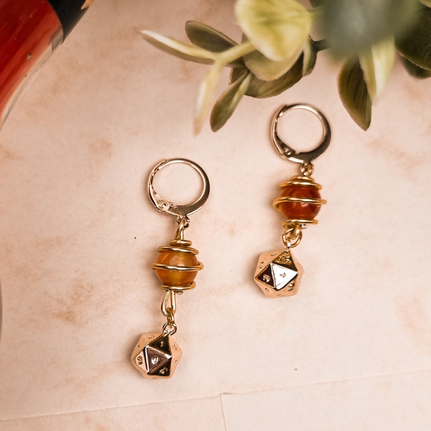 Dungeons and Dragons Ohrringe | Gold & SILBER | mit Edelsteinen Amethyst - Moosachat - Obsidian