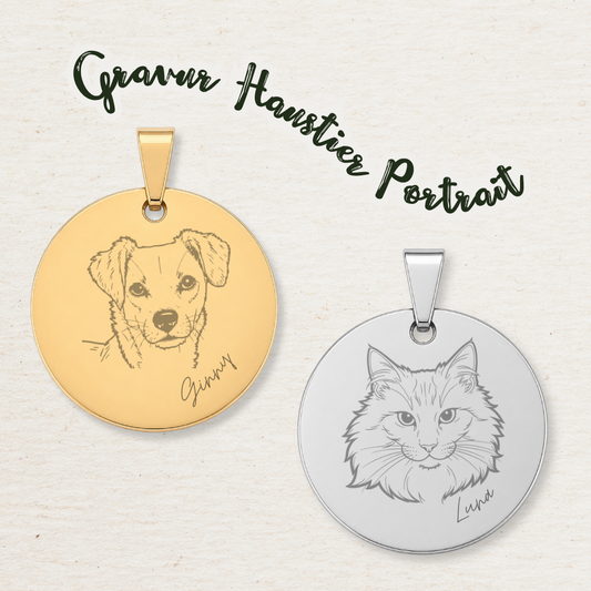 Gravur Haustier Portrait | Silber & Gold