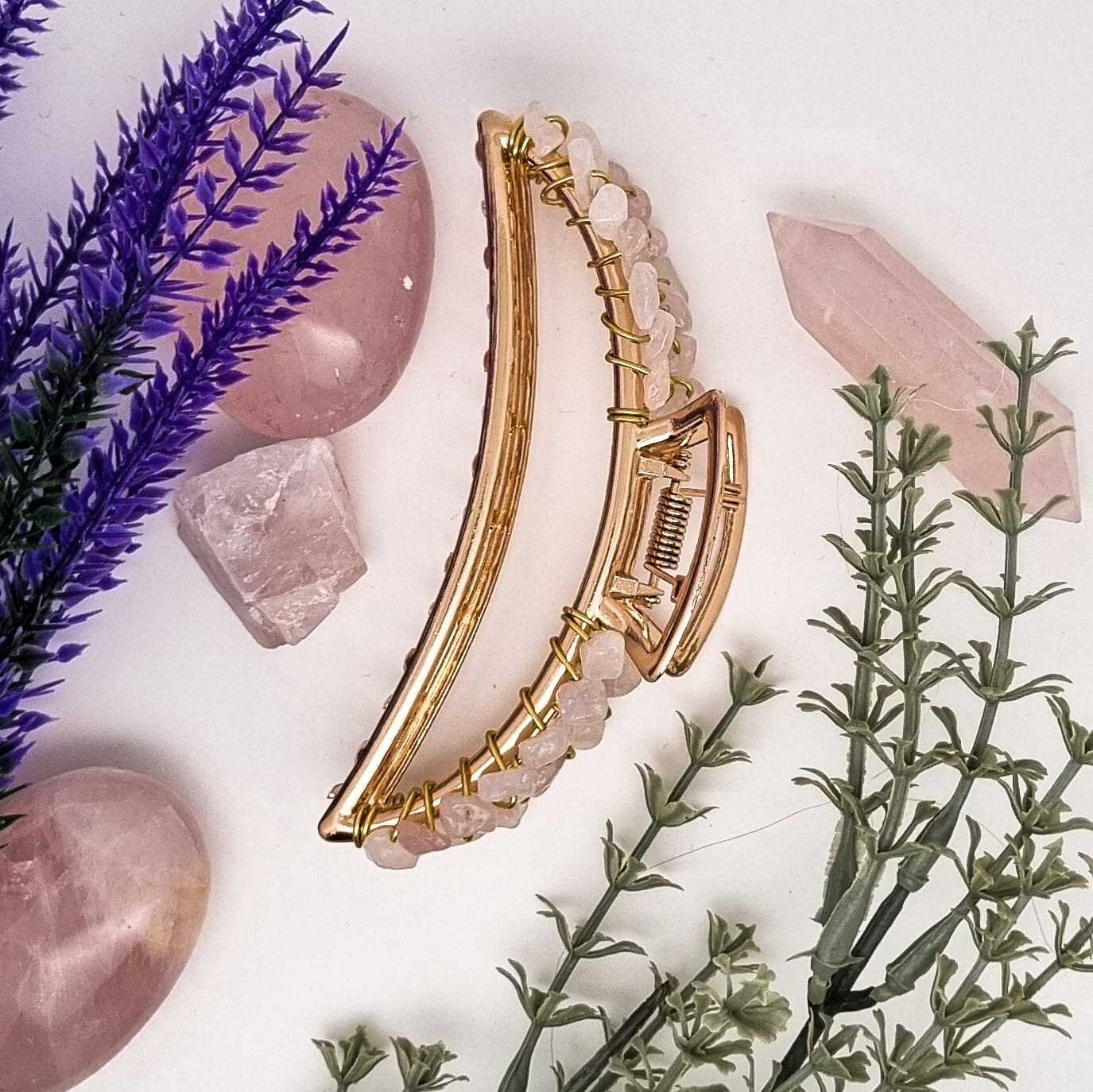 Mond-Haarklammer in Gold mit Edelsteinen