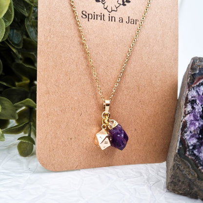 Schliche Dungeons and Dragons Kette mit Amethyst | Gold und SILBER | Edelstahl