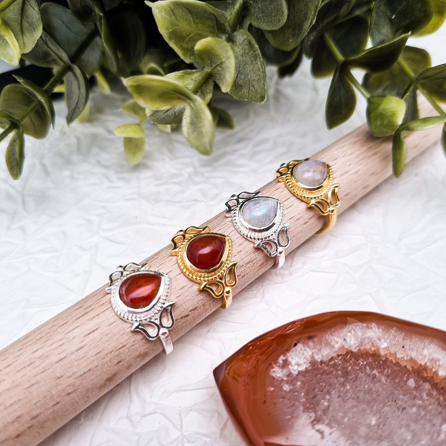 Drops of fire and water Ring | Mondstein - Karneol | Größenverstellbar