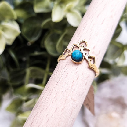 Oriental Crown Crystal Ring | Silber & Gold | Labradorit - Magnesit