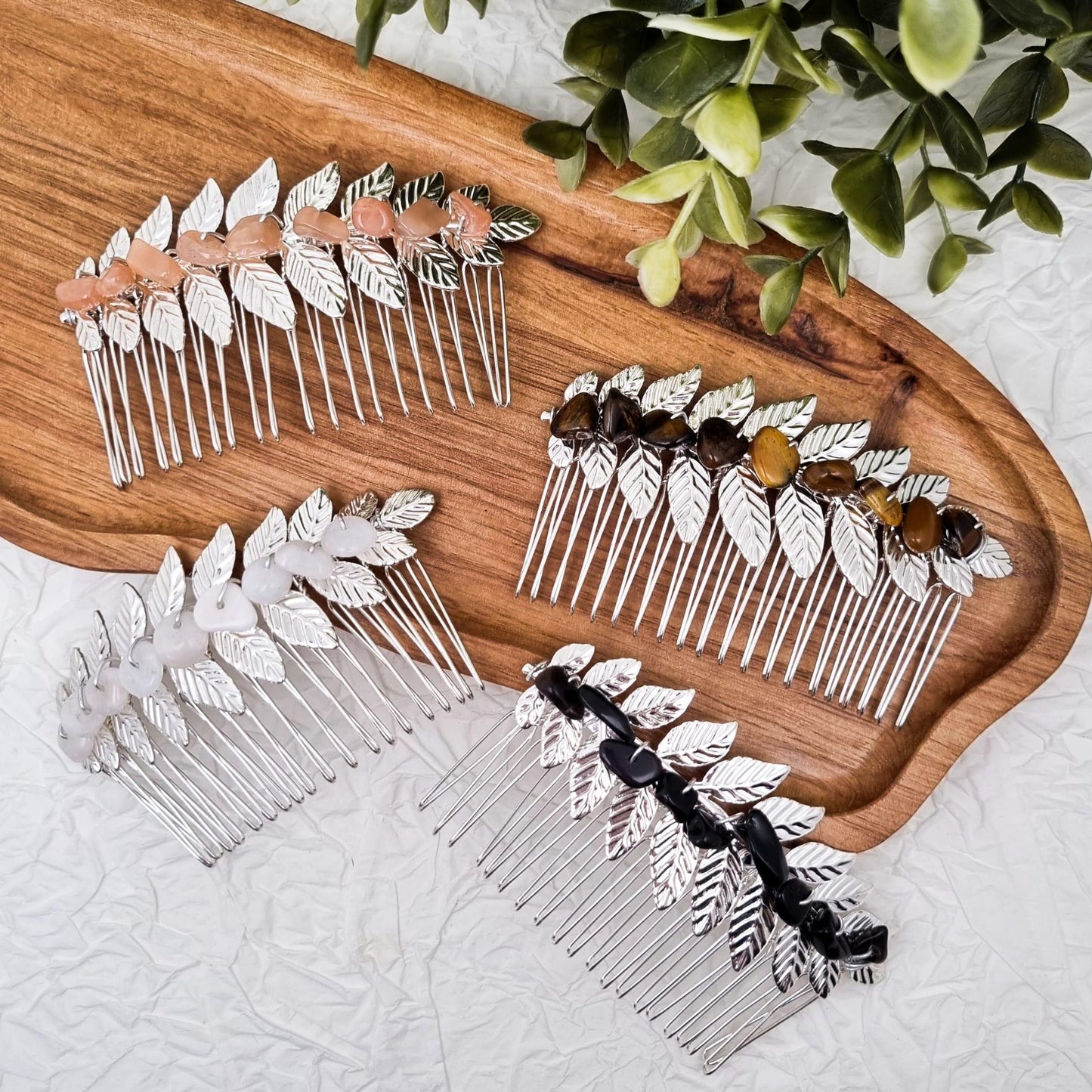 Haarkämme mit verschiedenen Edelsteinen - Haarschmuck | Silber