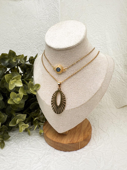 Solstice Glow Labradorit Doppel-Kette | Edelstahl