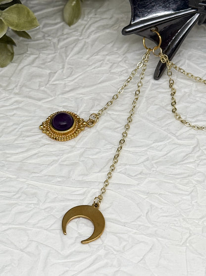 Fledermaus Haarklammer mit Amethyst | Gold & Silber