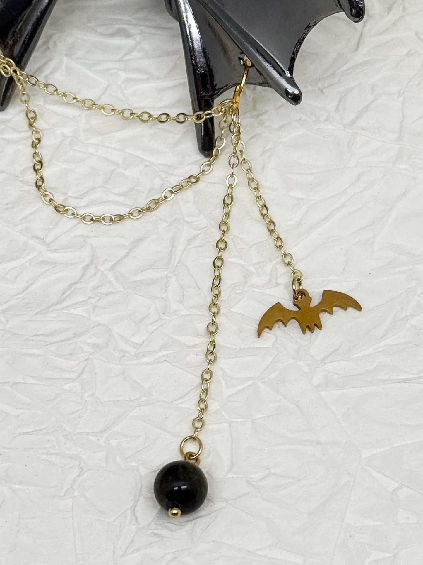 Fledermaus Haarklammer mit Amethyst | Gold & Silber