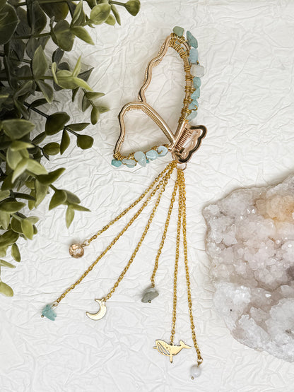 Schmetterlings Haarklammern in Gold & Silber mit Edelsteinen