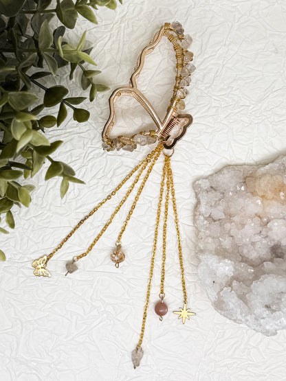 Schmetterlings Haarklammern in Gold & Silber mit Edelsteinen