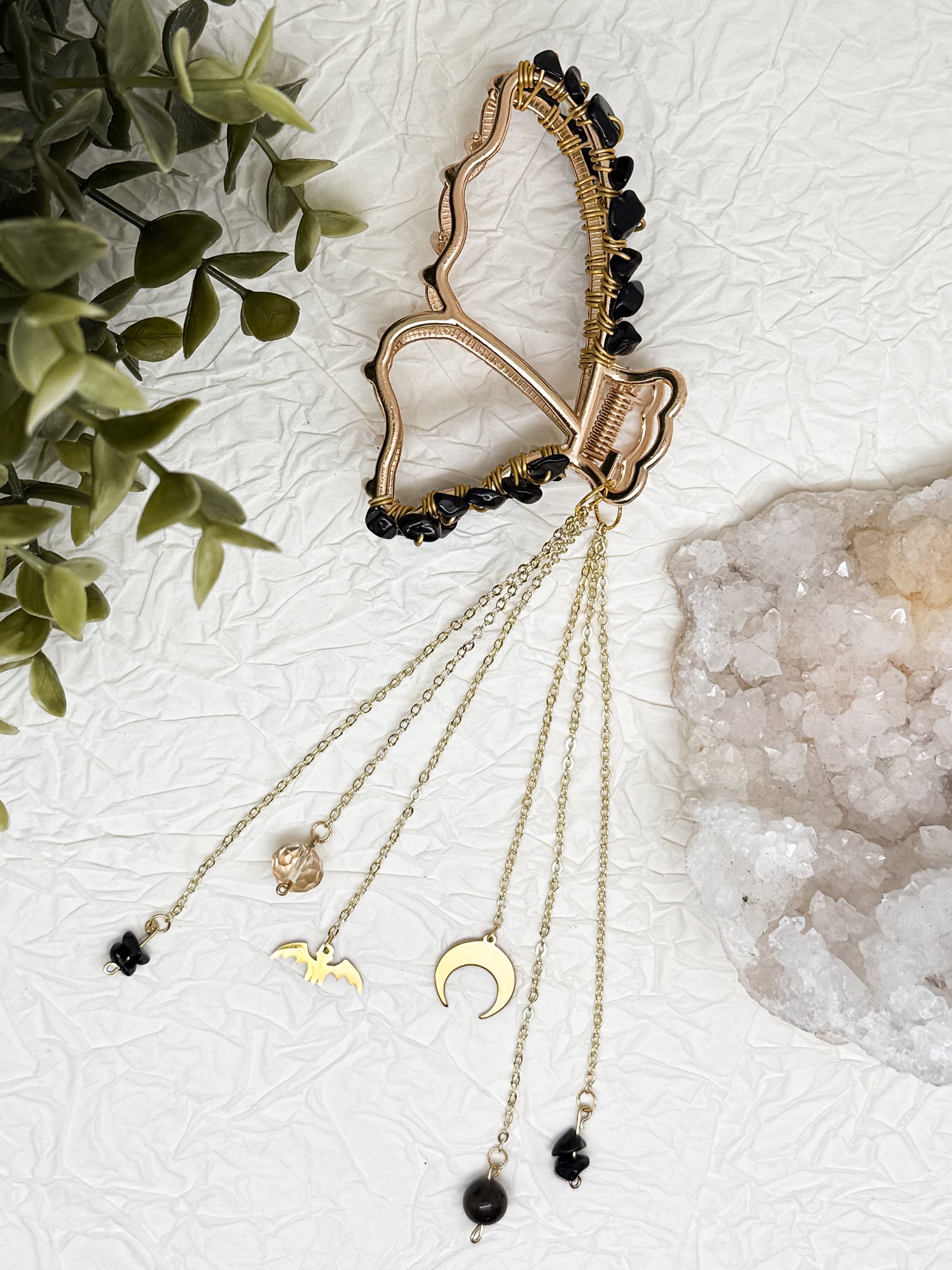 Schmetterlings Haarklammern in Gold & Silber mit Edelsteinen