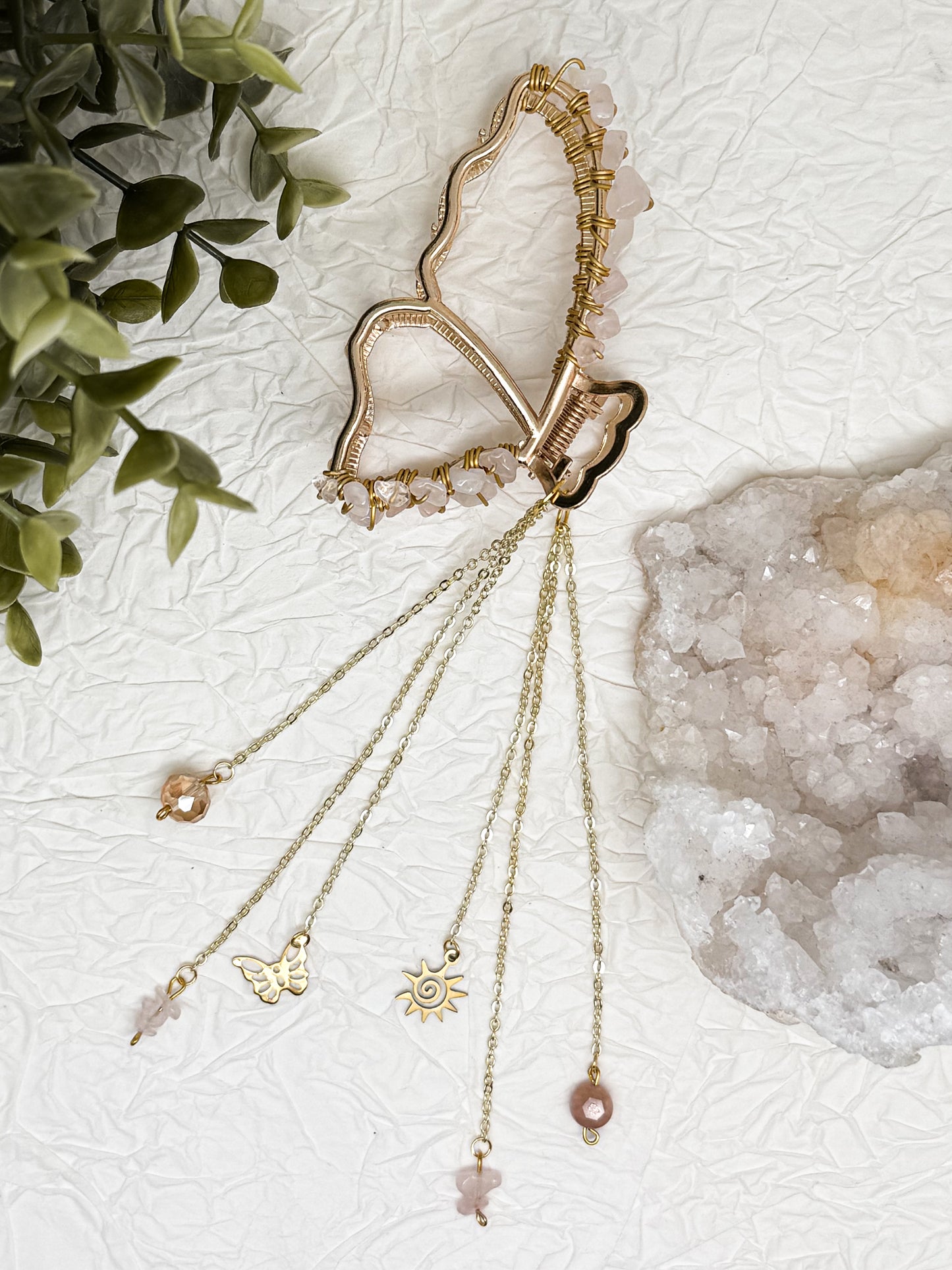 Schmetterlings Haarklammern in Gold & Silber mit Edelsteinen