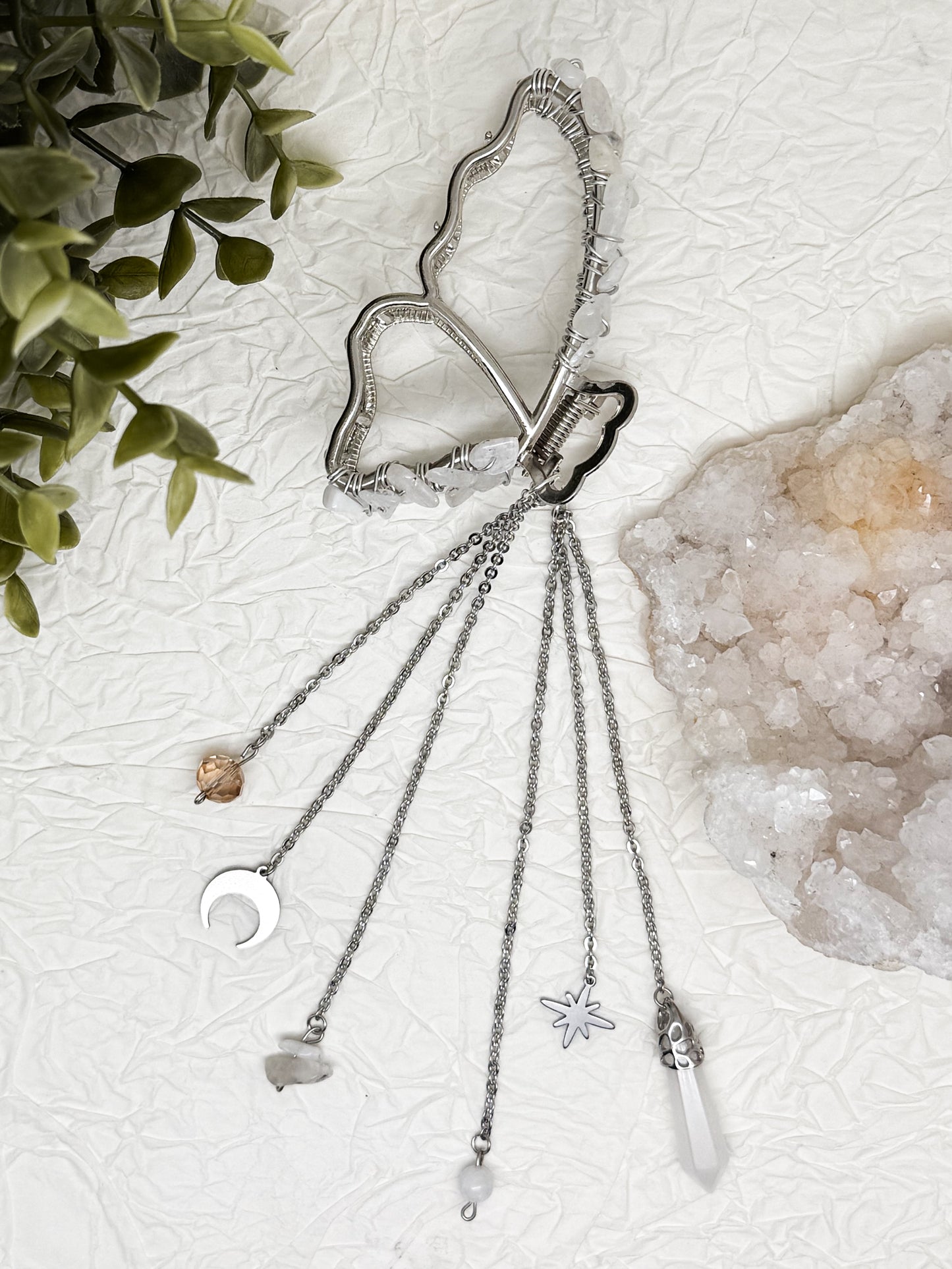 Schmetterlings Haarklammern in Gold & Silber mit Edelsteinen