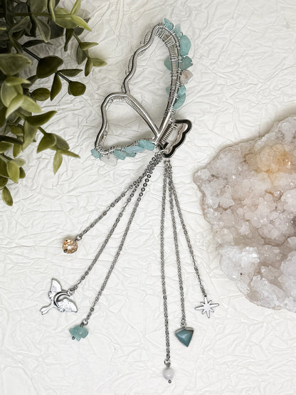 Schmetterlings Haarklammern in Gold & Silber mit Edelsteinen