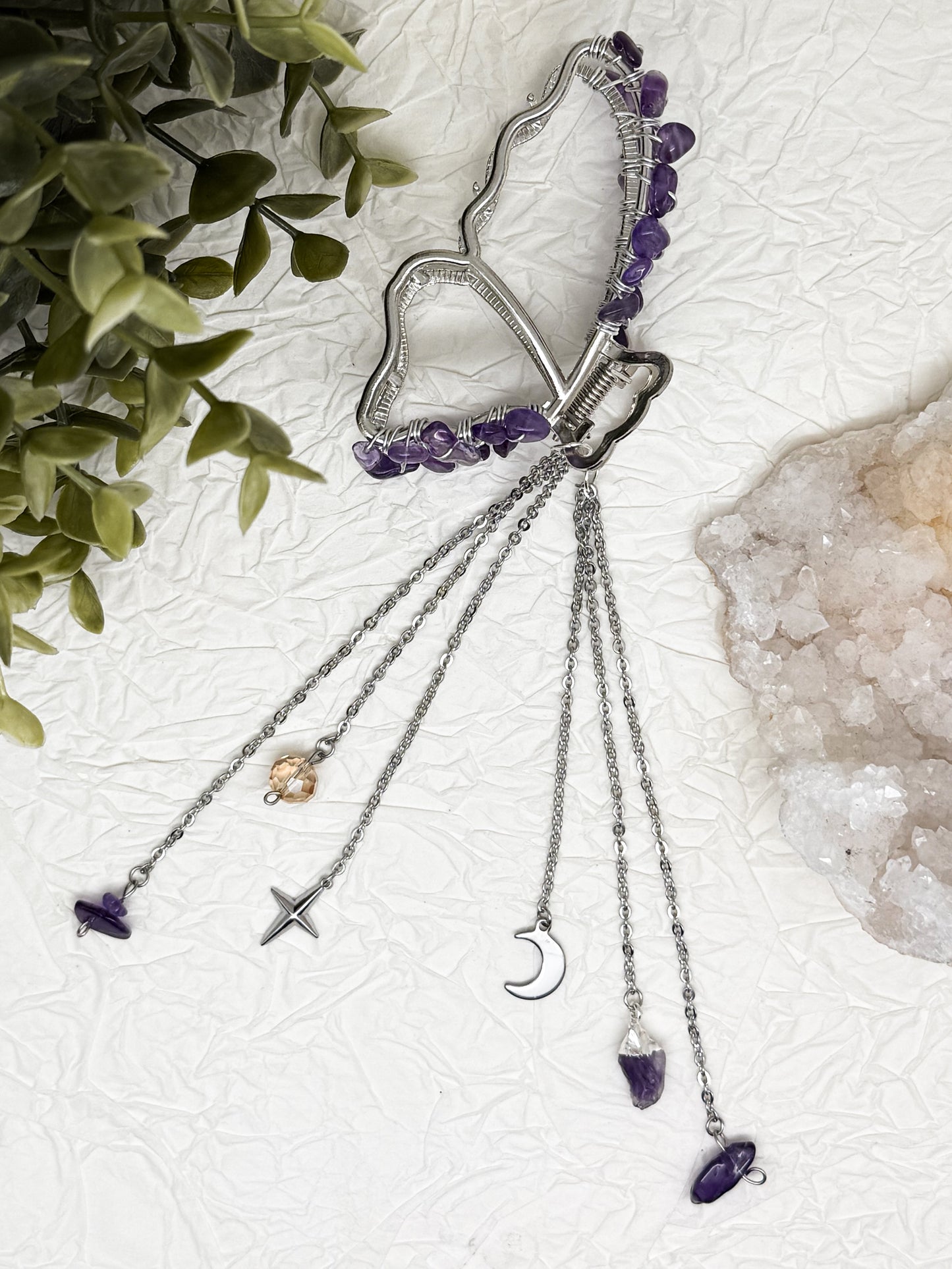 Schmetterlings Haarklammern in Gold & Silber mit Edelsteinen