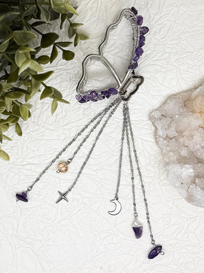 Schmetterlings Haarklammern in Gold & Silber mit Edelsteinen