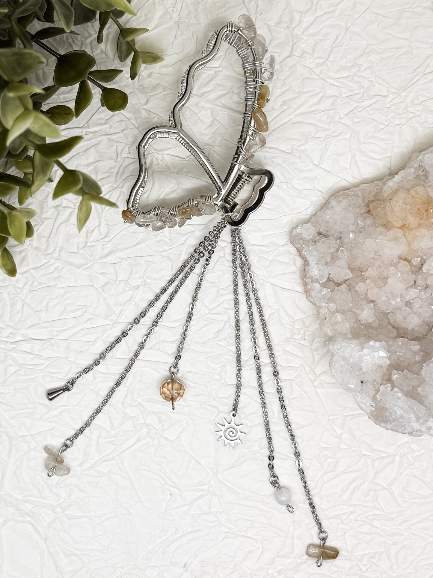 Schmetterlings Haarklammern in Gold & Silber mit Edelsteinen