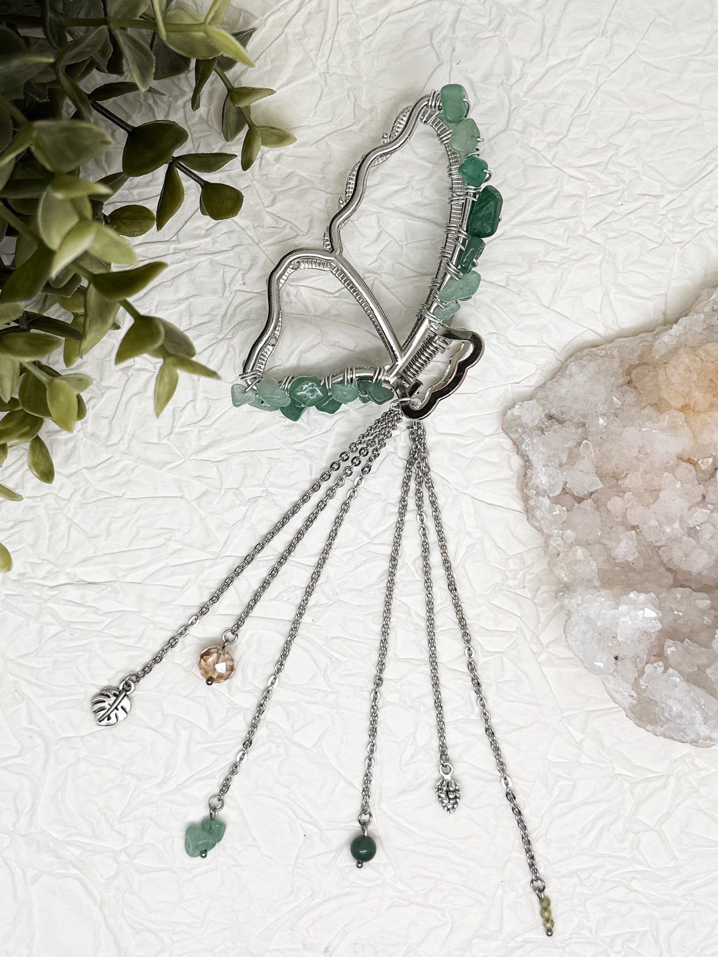 Schmetterlings Haarklammern in Gold & Silber mit Edelsteinen