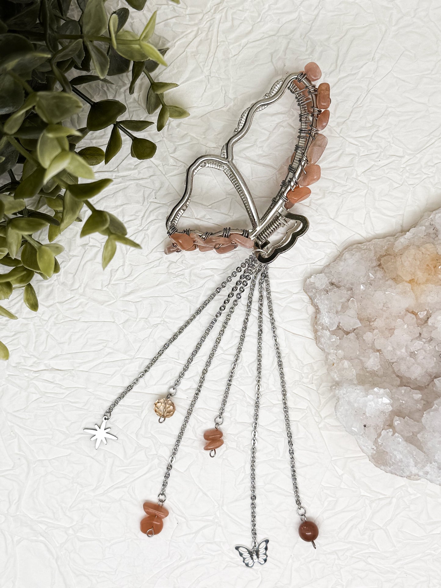 Schmetterlings Haarklammern in Gold & Silber mit Edelsteinen