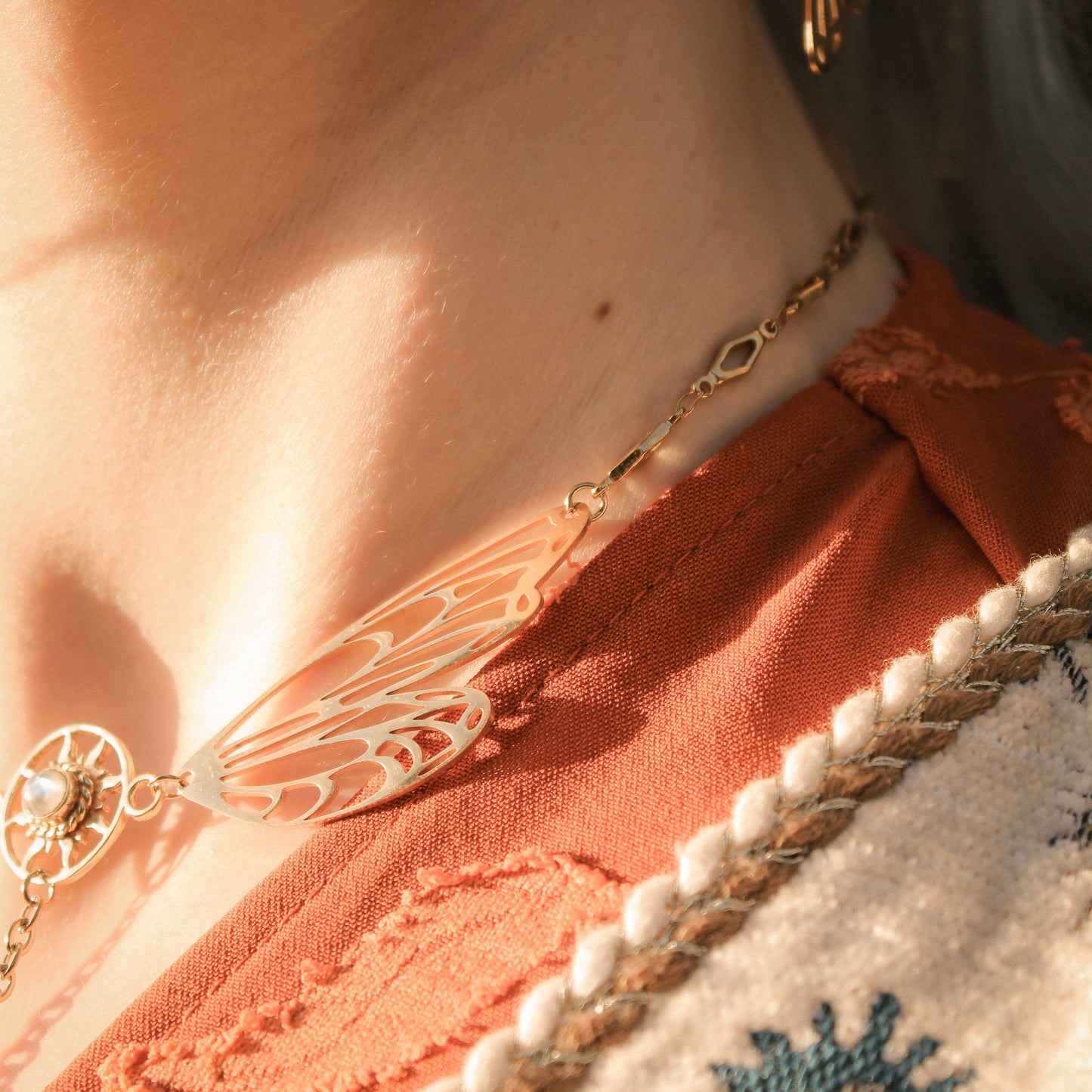 Magical fairy wings Mondstein Kette | Gold und Silber | Edelstahl