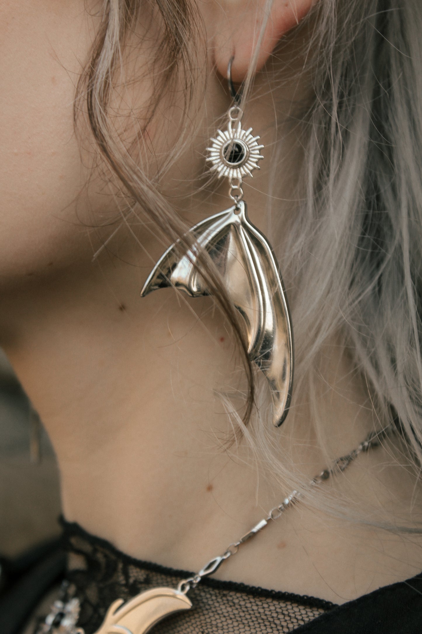 Magical Bat wings Obsidian Ohrringe | Gold & Silber | Edelstahl