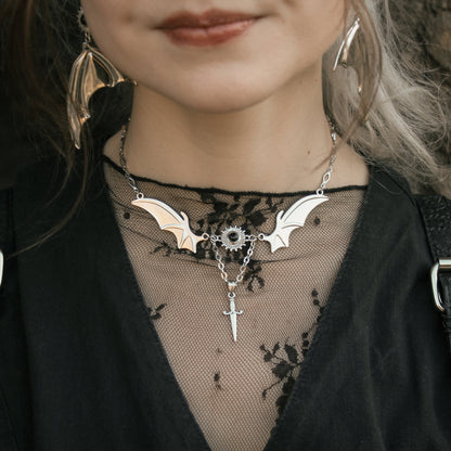 Magical Bat wings Obsidian Kette | Gold und Silber | Edelstahl