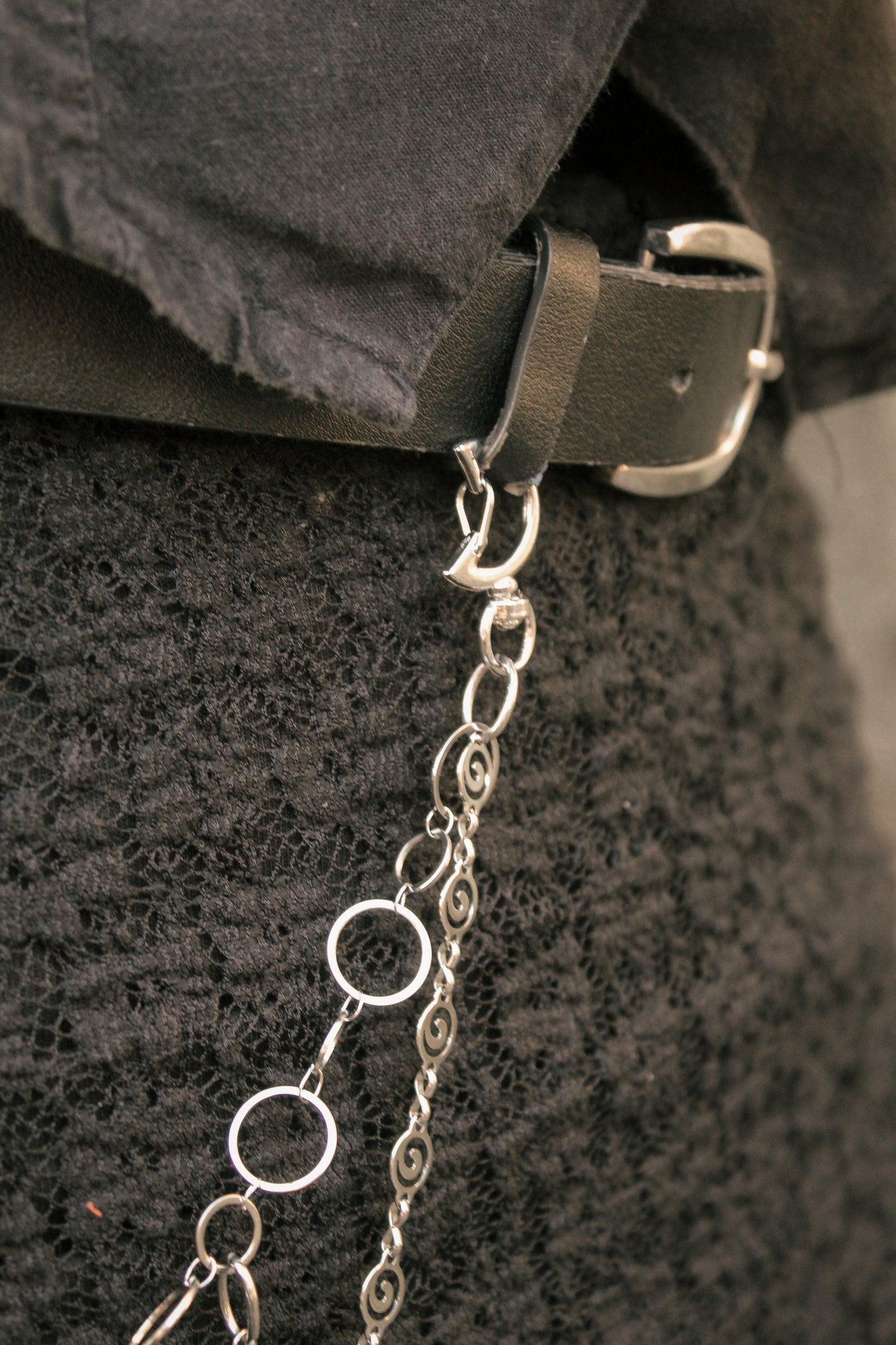 Gürtelkette - Taschenkette mit Mondstein & Bergkristall | Silber & Gold | Edelstahl