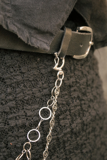 Gürtelkette - Taschenkette mit Mondstein & Bergkristall | Silber & Gold | Edelstahl