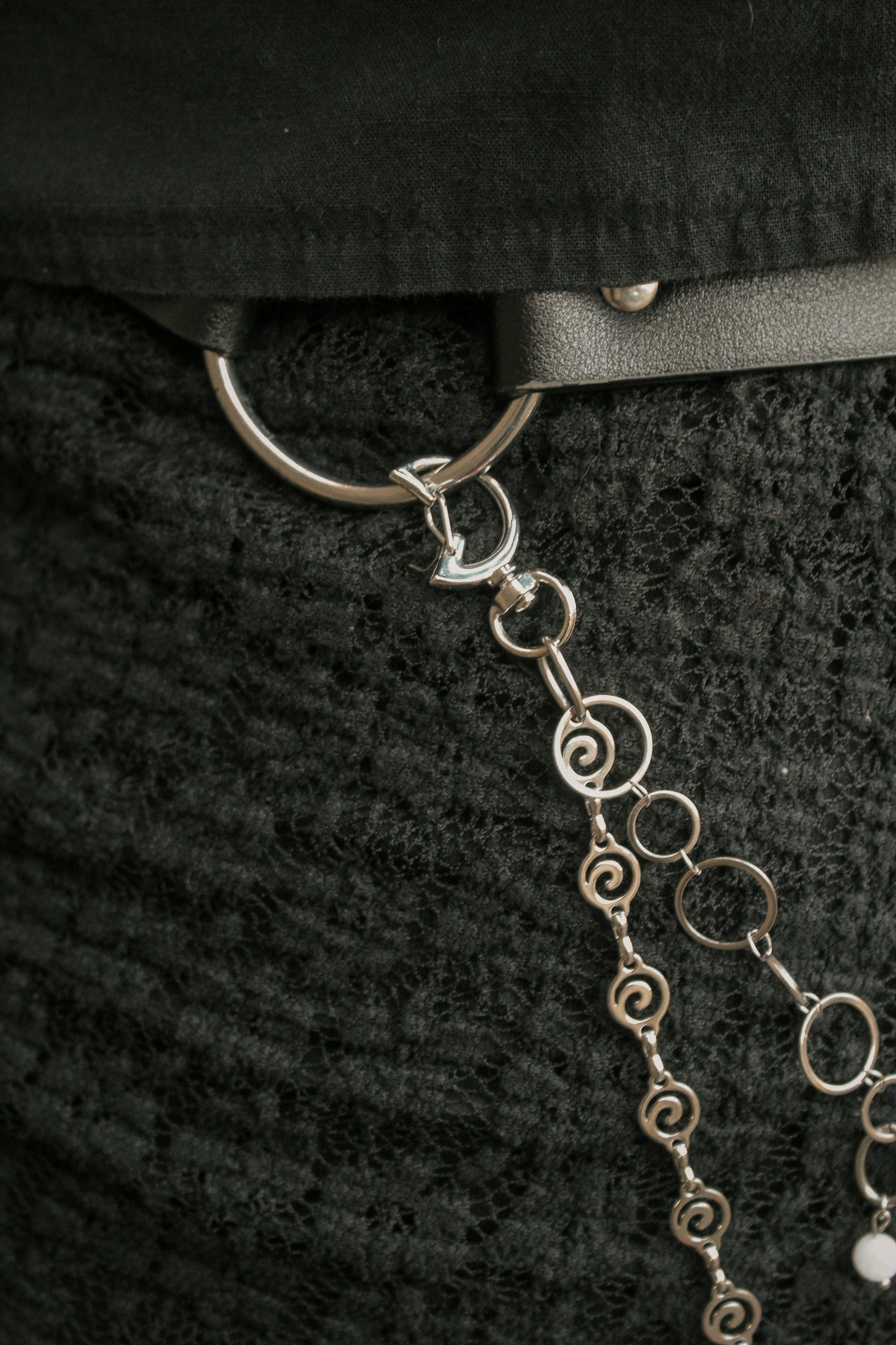 Gürtelkette - Taschenkette mit Mondstein & Bergkristall | Silber & Gold | Edelstahl