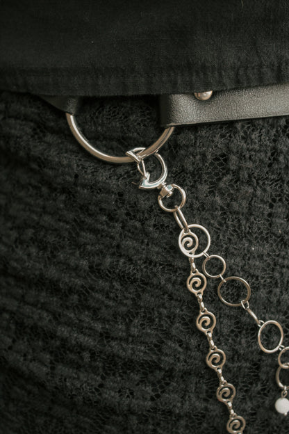 Gürtelkette - Taschenkette mit Mondstein & Bergkristall | Silber & Gold | Edelstahl