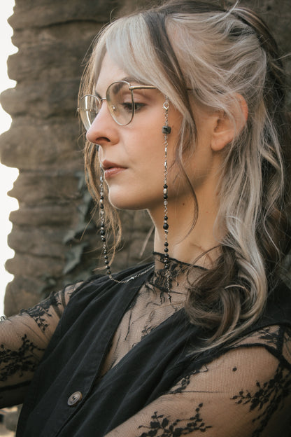 Brillenkette Dark Reputation mit Obsidian & Labradorit | Gold & Silber | Edelstahl