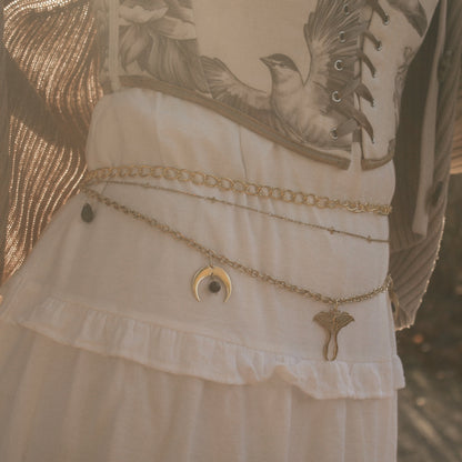 Taillengürtel Dark Moth Labradorit & Obsidian | Silber & Gold | Edelstahl