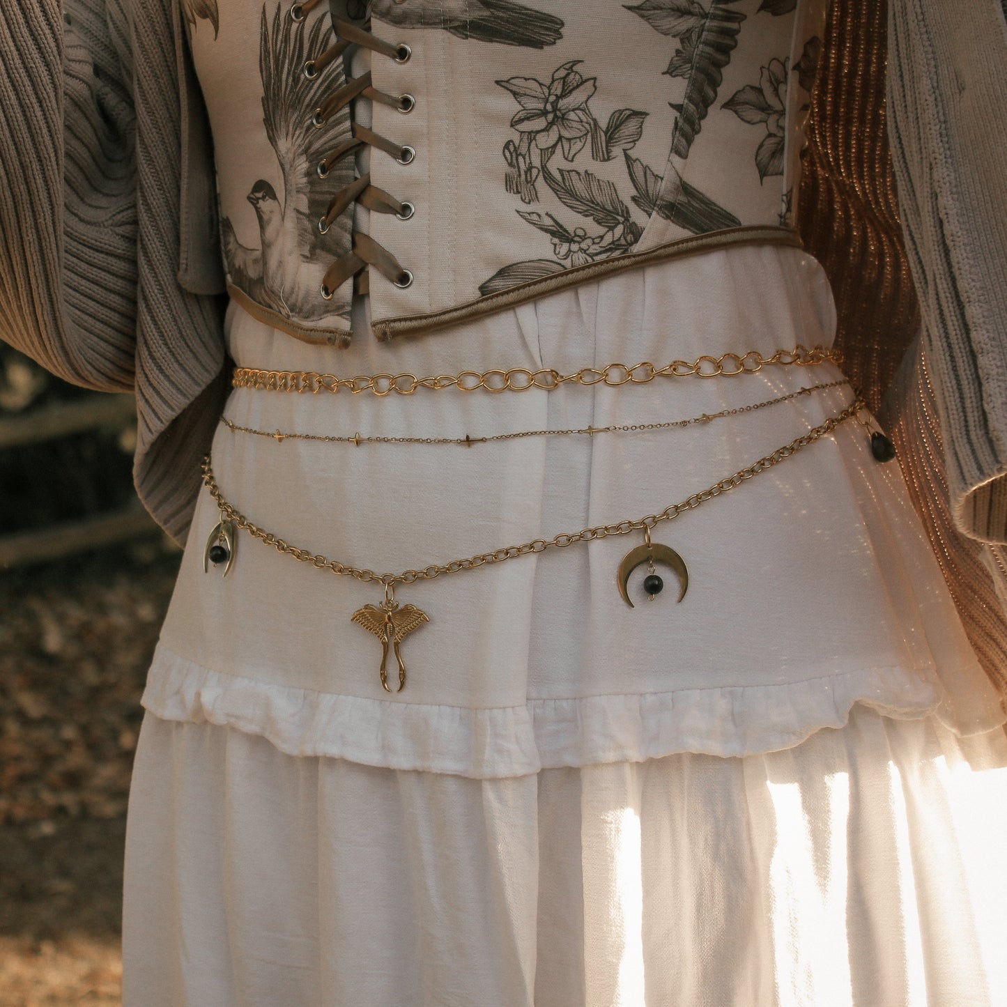 Taillengürtel Dark Moth Labradorit & Obsidian | Silber & Gold | Edelstahl