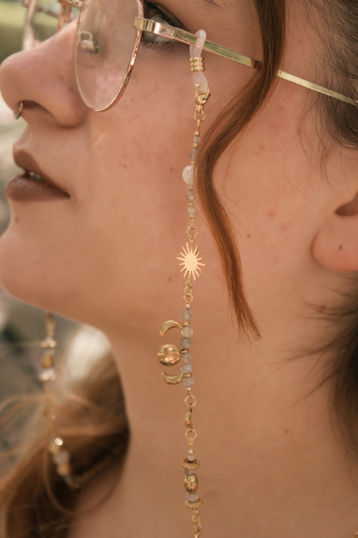 Brillenkette "To the sky" mit Labradorit | Gold & Silber | Edelstahl