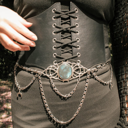 Taillengürtel Moon Goddess mit Labradorit | Silber & Gold | Edelstahl