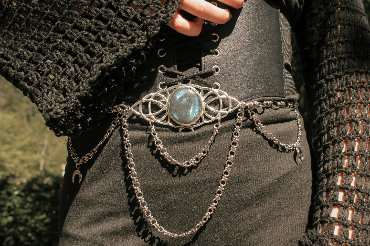 Taillengürtel Moon Goddess mit Labradorit | Silber & Gold | Edelstahl