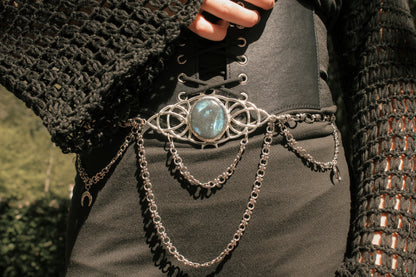 Taillengürtel Moon Goddess mit Labradorit | Silber & Gold | Edelstahl