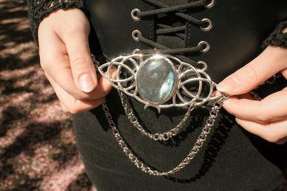 Taillengürtel Moon Goddess mit Labradorit | Silber & Gold | Edelstahl