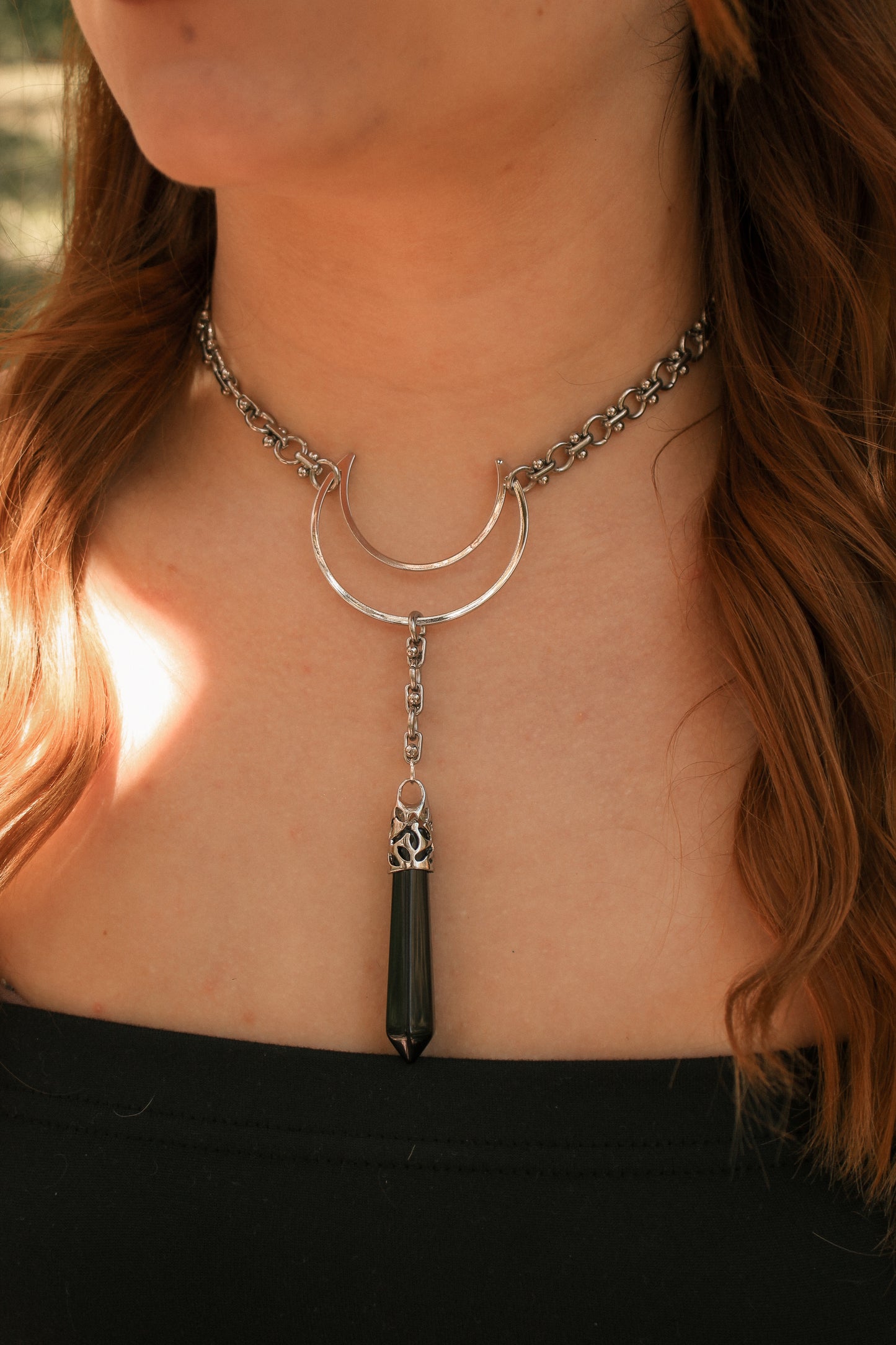 Chunky Gothic Obsidian Choker | Gold und Silber | Edelstahl