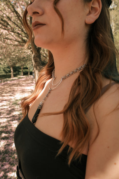Chunky Gothic Obsidian Choker | Gold und Silber | Edelstahl