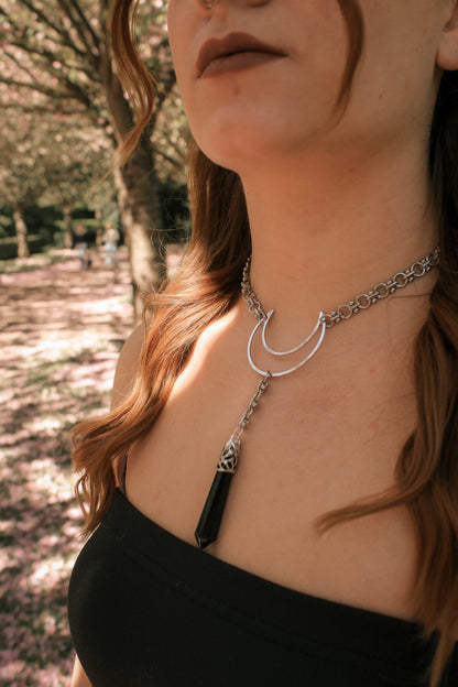 Chunky Gothic Obsidian Choker | Gold und Silber | Edelstahl