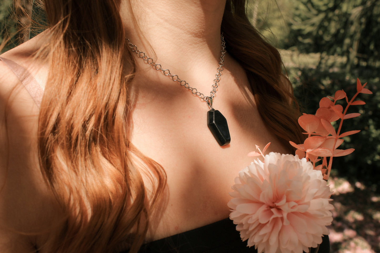 Coffin Obsidian Gothic Kette | Silber | Edelstahl