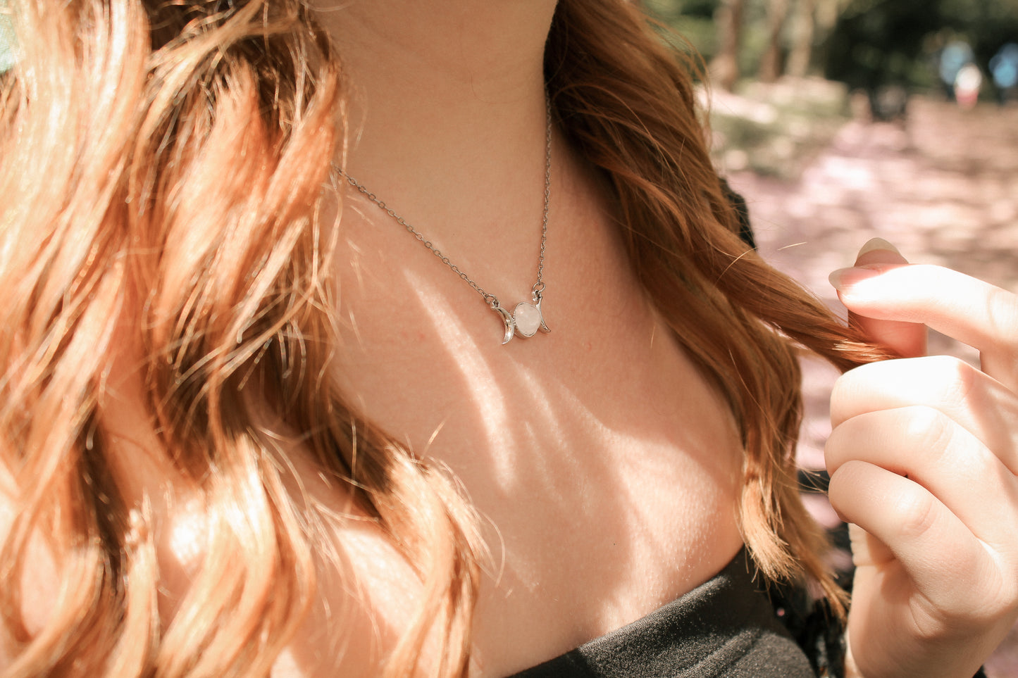 Mondphasen Wicca Kette | Bergkristall, Amethyst & Aventurin | Gold & Silber | Edelstahl