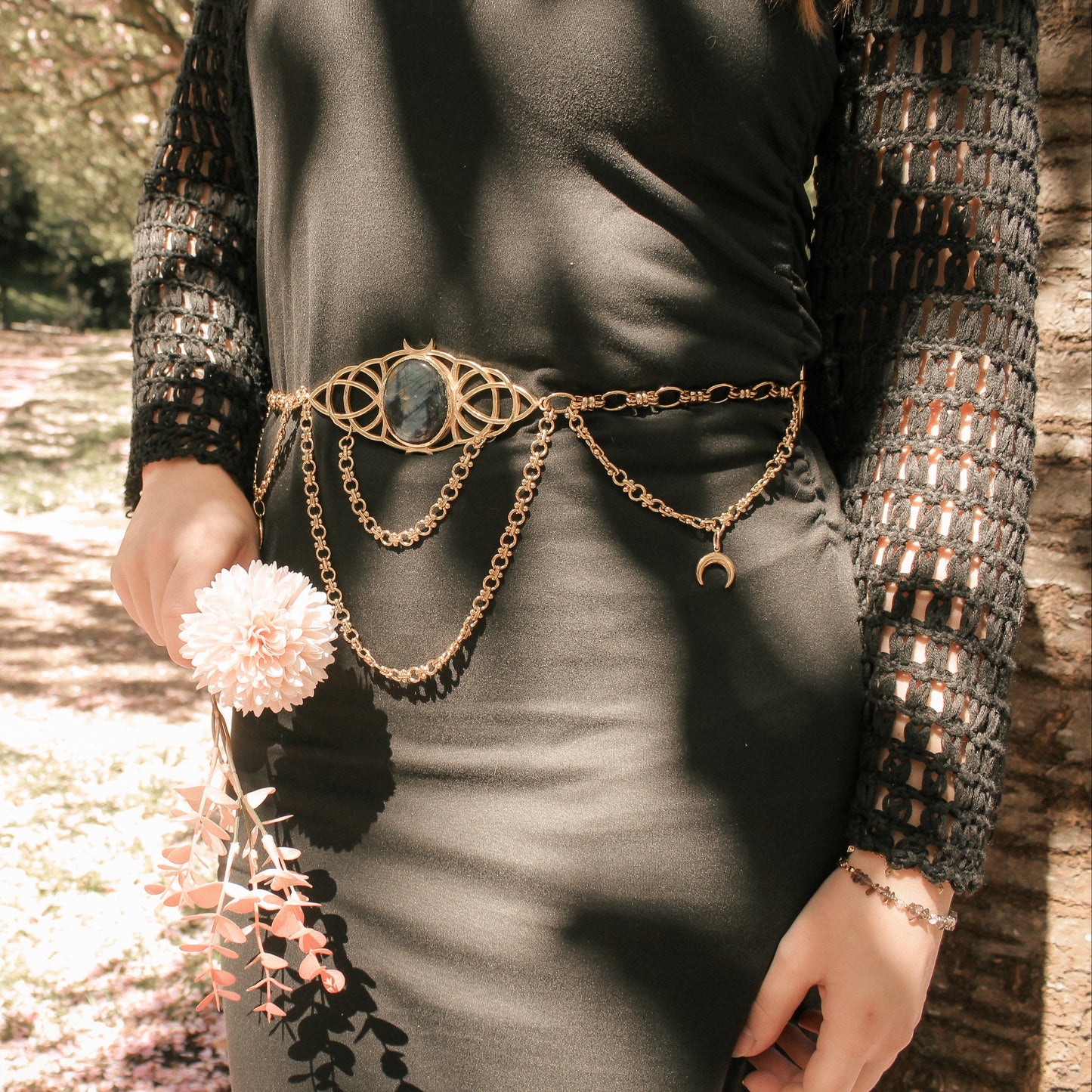 Taillengürtel Moon Goddess mit Labradorit | Silber & Gold | Edelstahl