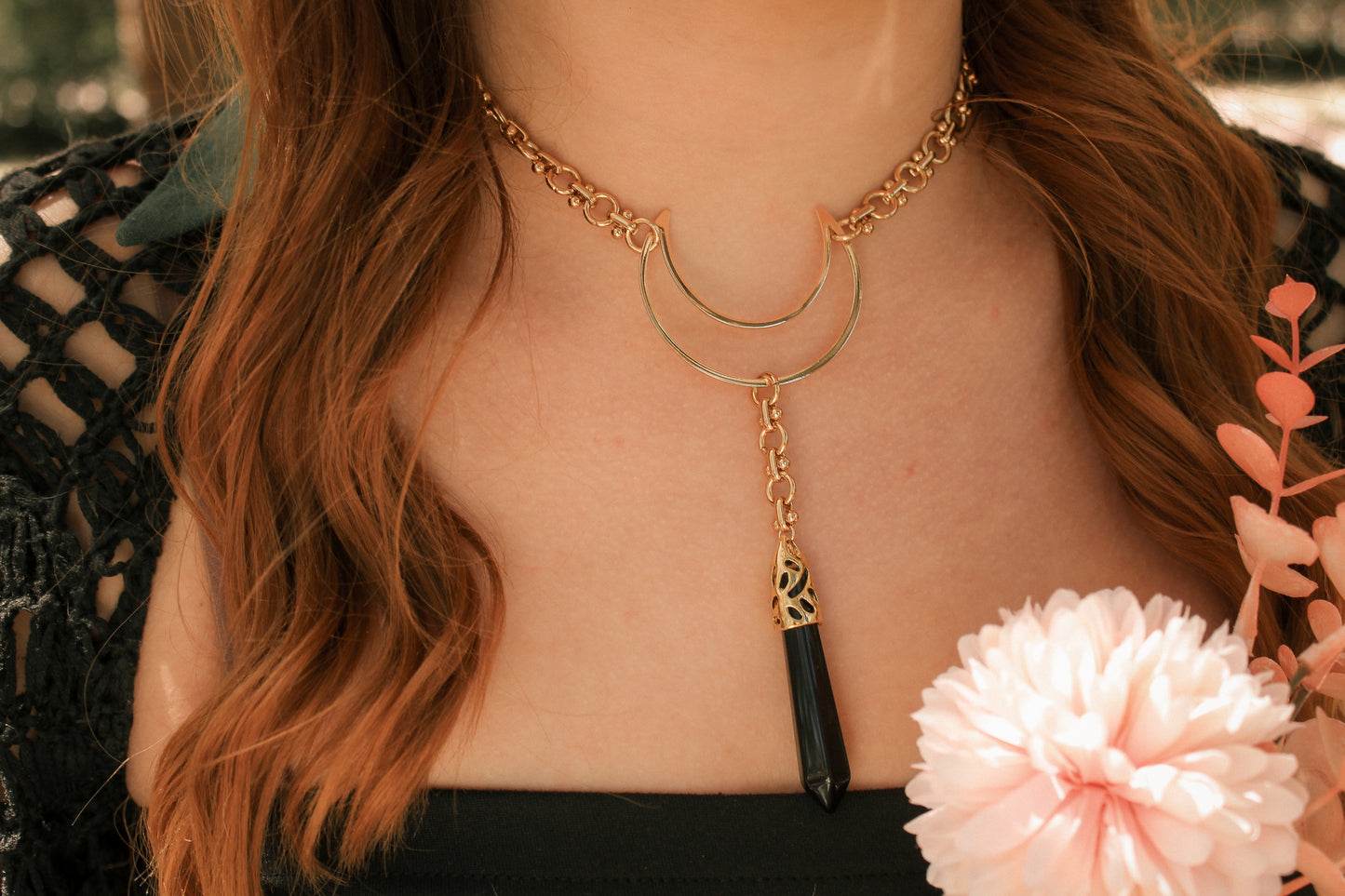 Chunky Gothic Obsidian Choker | Gold und Silber | Edelstahl