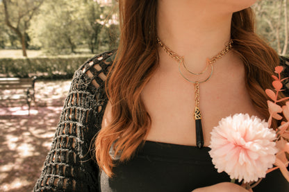 Chunky Gothic Obsidian Choker | Gold und Silber | Edelstahl
