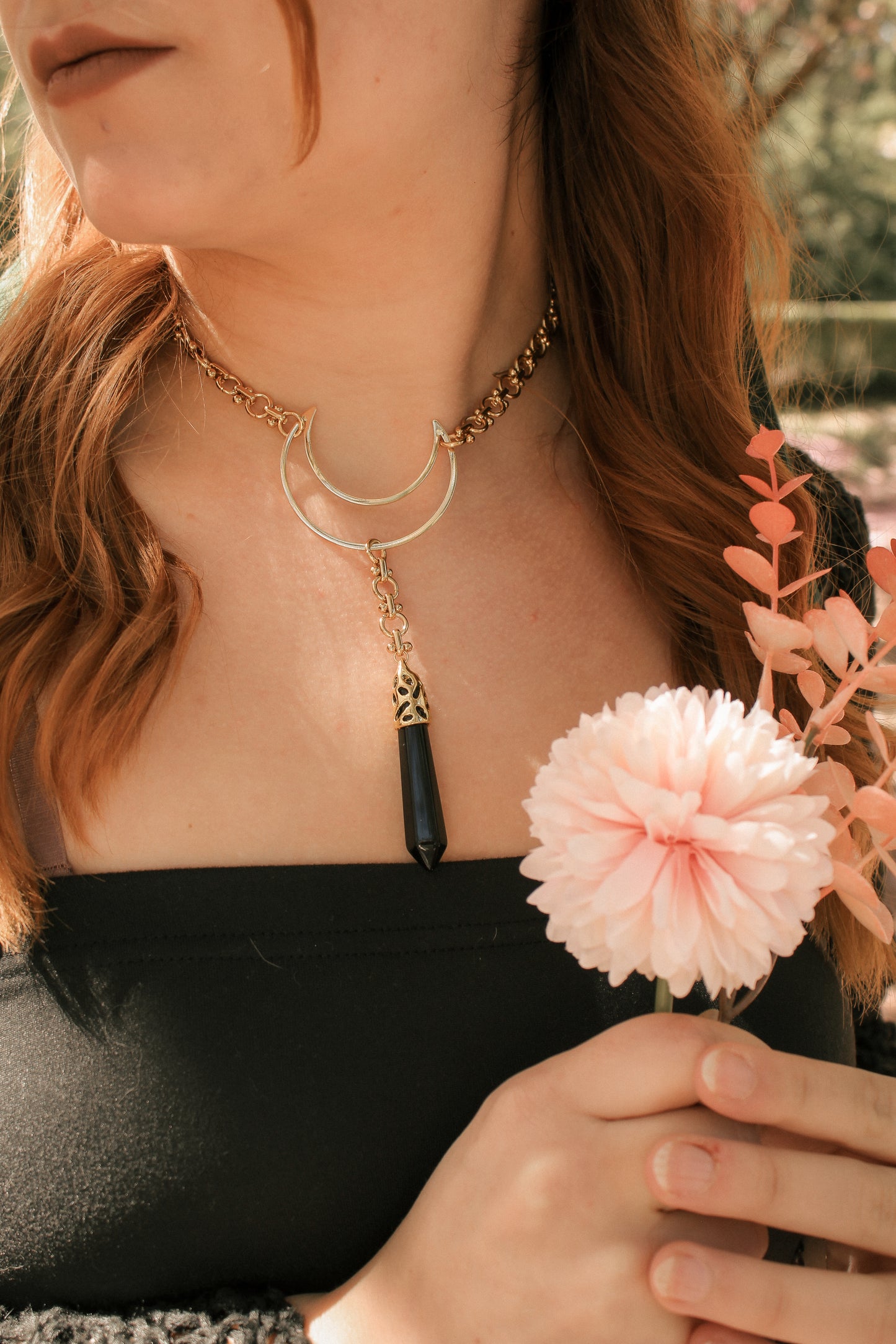 Chunky Gothic Obsidian Choker | Gold und Silber | Edelstahl