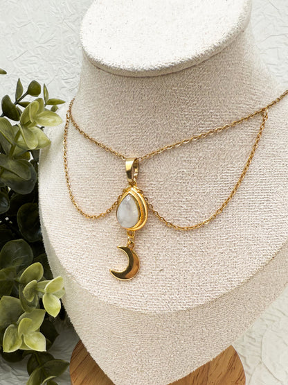 Lotus in Moonlight Mondstein Kette | Gold & Silber