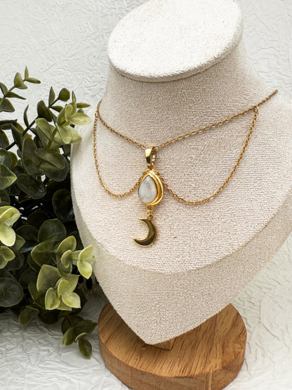 Lotus in Moonlight Mondstein Kette | Gold & Silber