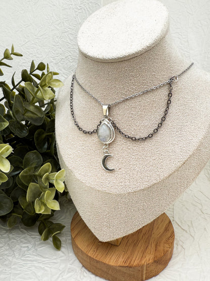 Lotus in Moonlight Mondstein Kette | Gold & Silber