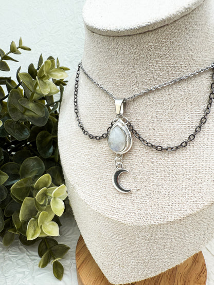 Lotus in Moonlight Mondstein Kette | Gold & Silber