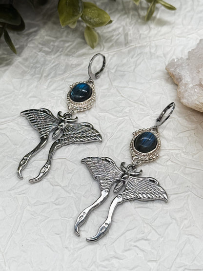 Magical Moth Labradorit Ohrringe | Gold & Silber | Edelstahl